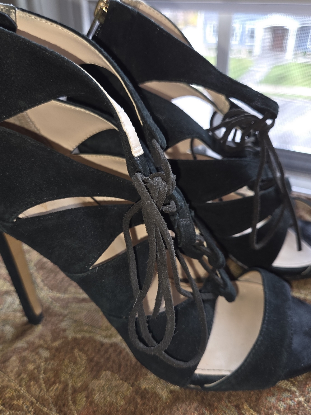 Victoria Secret Women's Black Lace-Up High Heel Sandals